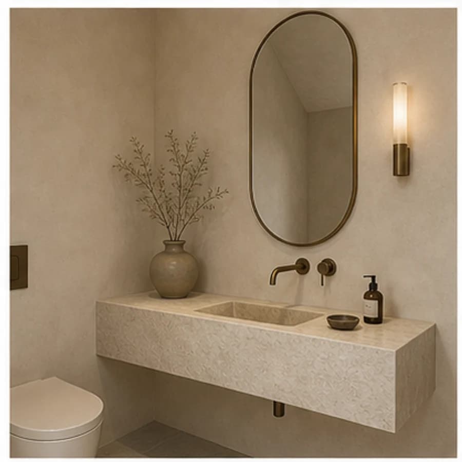 Woonkamer en hal kleur beige toilet