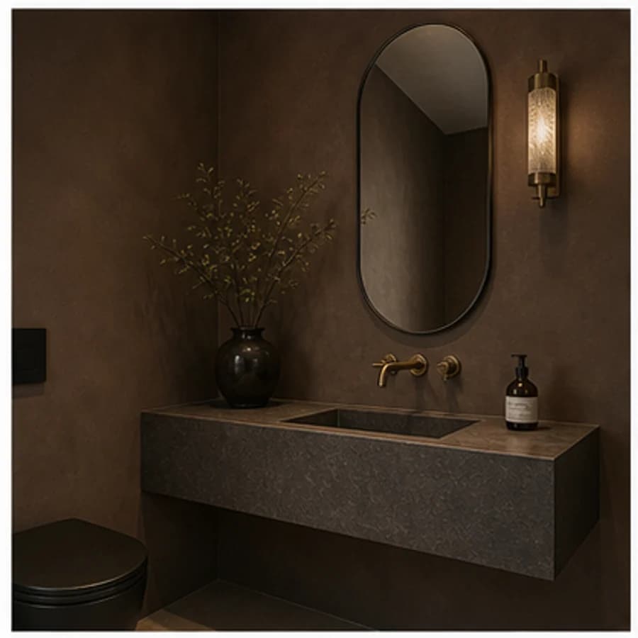 Woonkamer en hal kleur bruin toilet