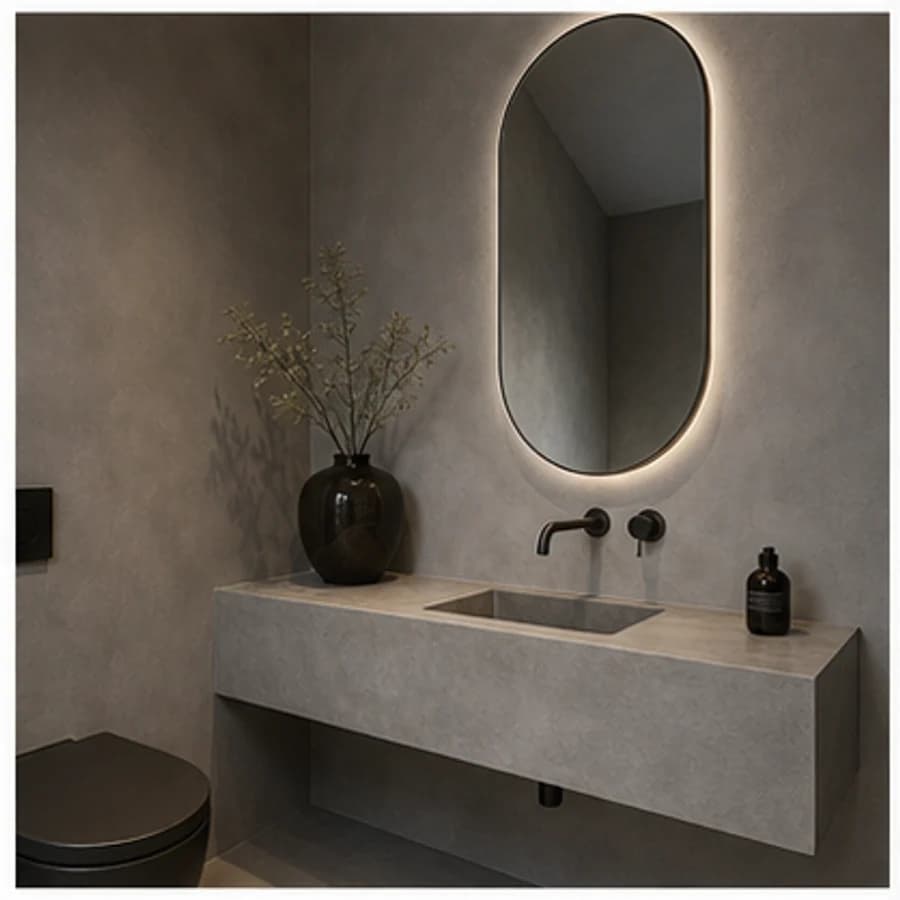 Woonkamer en hal kleur grijs toilet