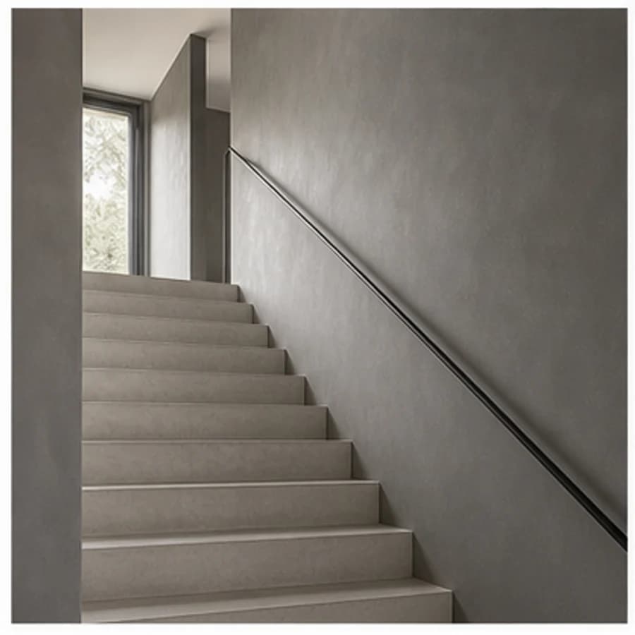 Woonkamer en hal modern minimal trapgat