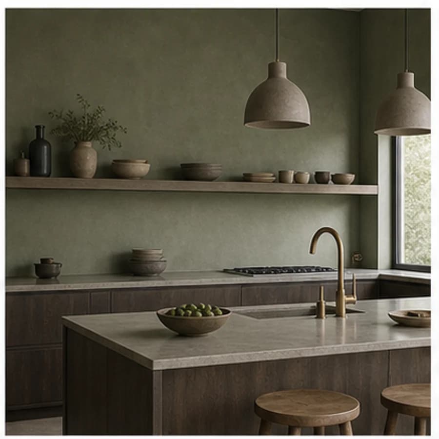 Beton ciré kleur groen keuken