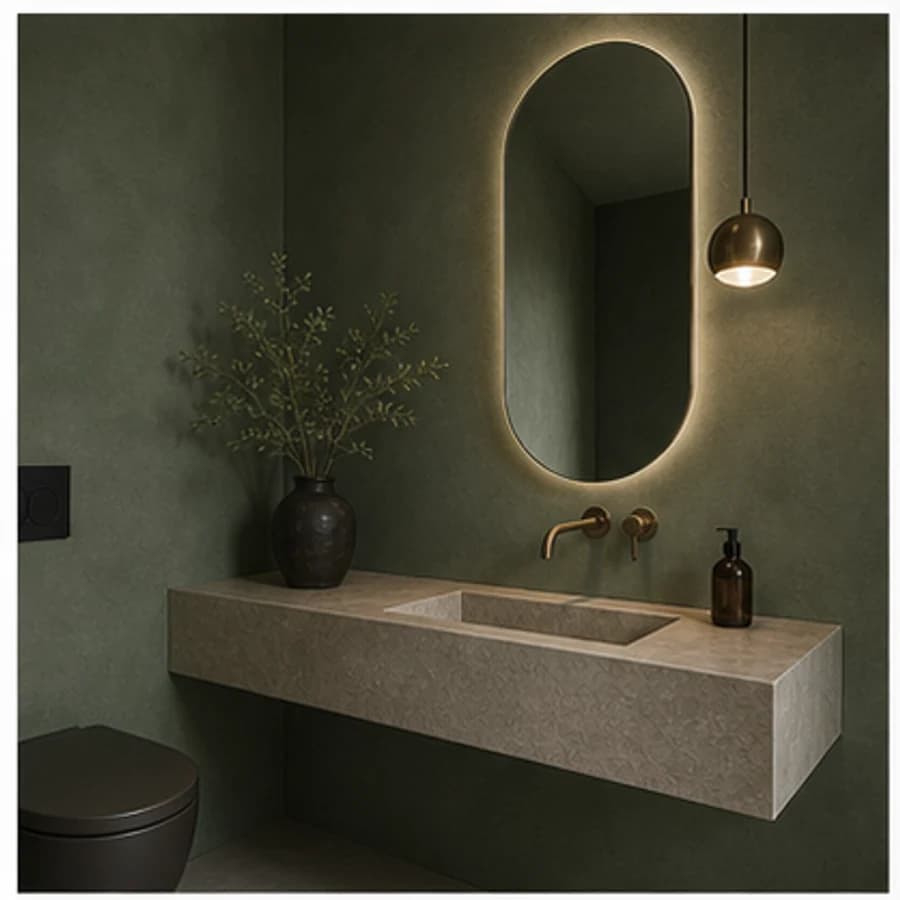 Woonkamer en hal kleur groen toilet