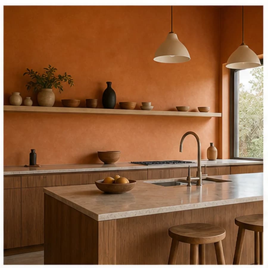 Kleur en textuur dienst marmorino keuken 5