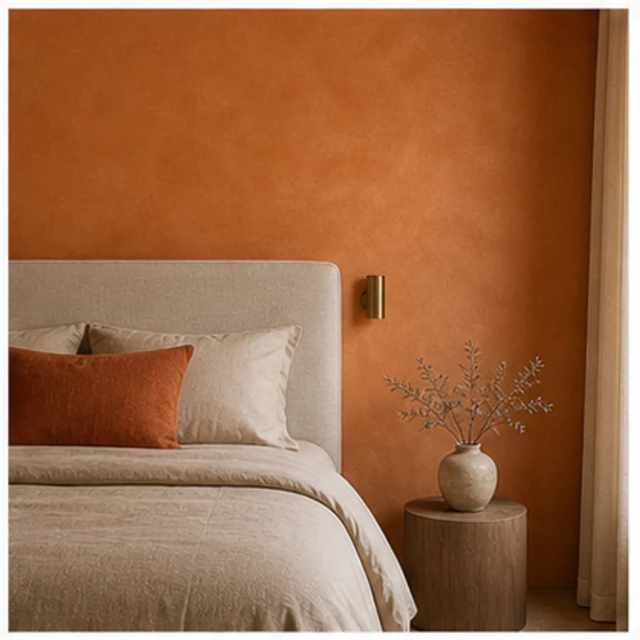 Kleur en textuur kleur oranje slaapkamer