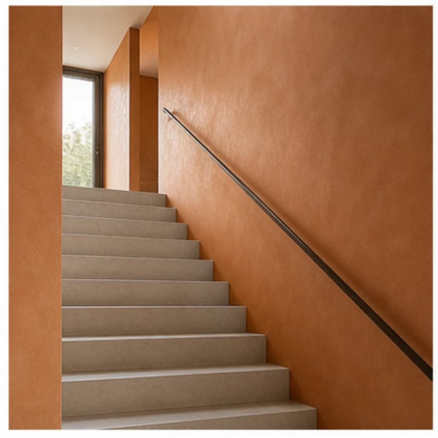 Woonkamer en hal kleur oranje trapgat
