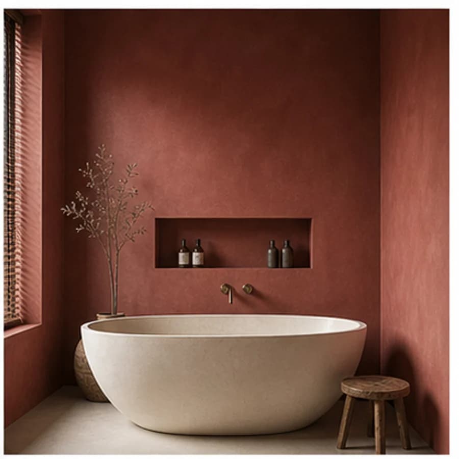 Kleur en textuur dienst steenlook wandafwerking badkamer 1