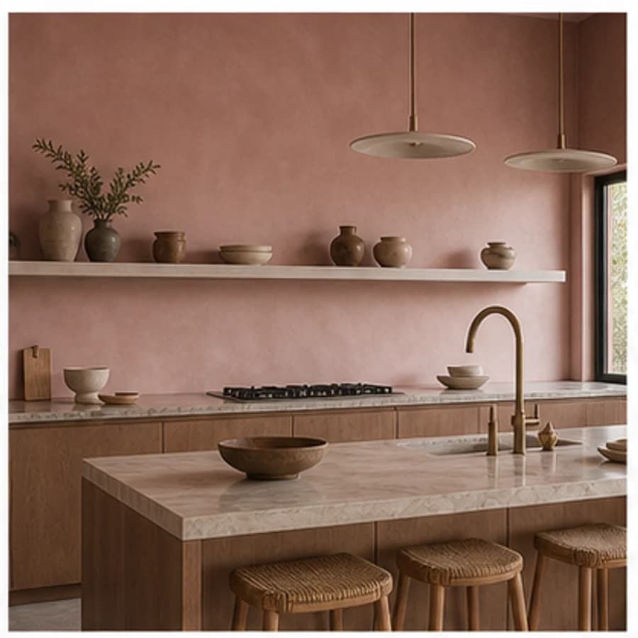 Beton ciré kleur roze keuken