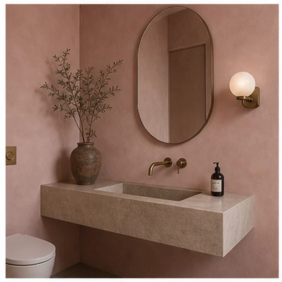 Woonkamer en hal kleur roze toilet