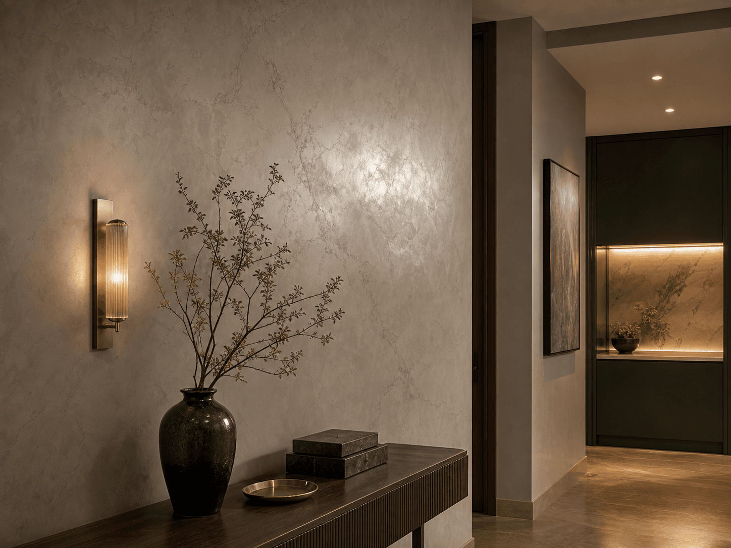 Kleur en textuur warm hotel chic hal