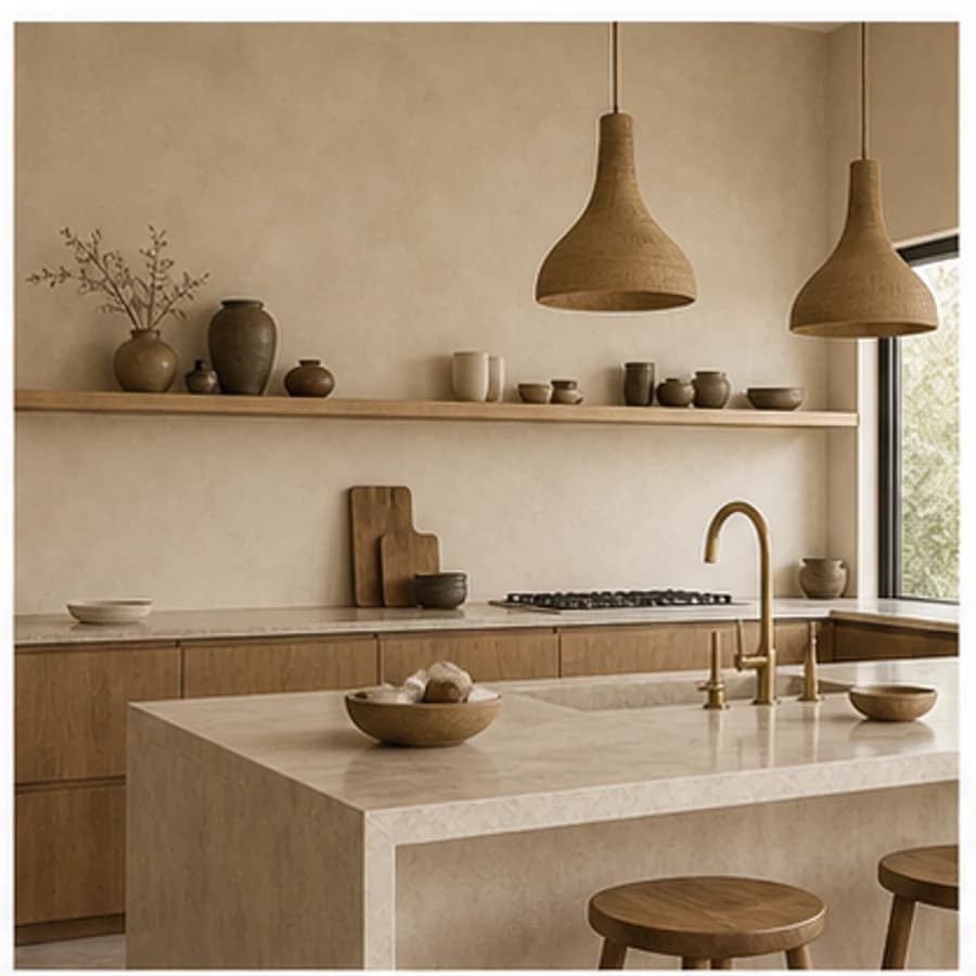 Beton ciré kleur beige keuken