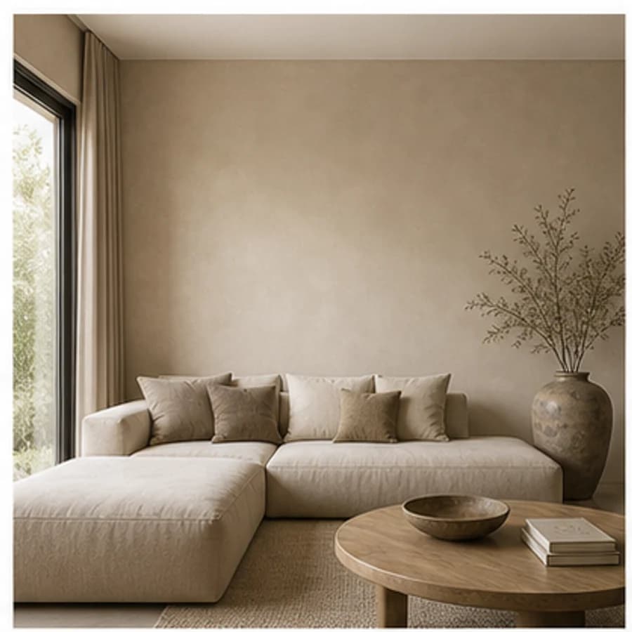 Kleur en textuur japandi naturel woonkamer
