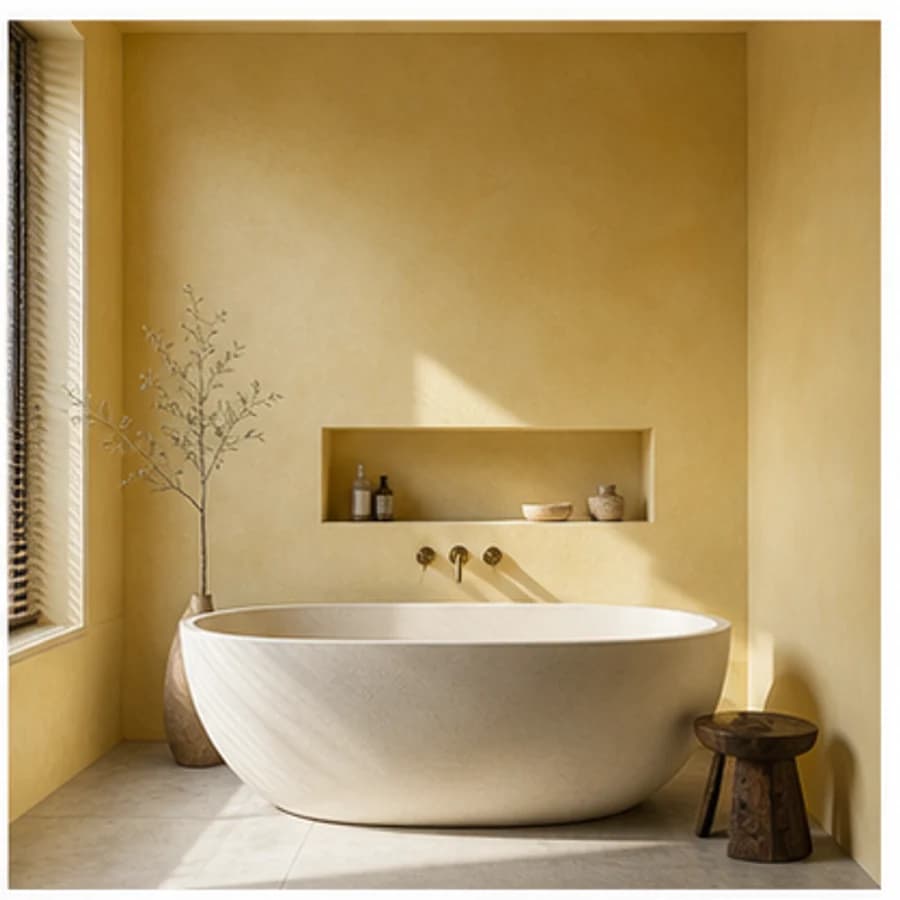 Beton ciré kleur geel badkamer