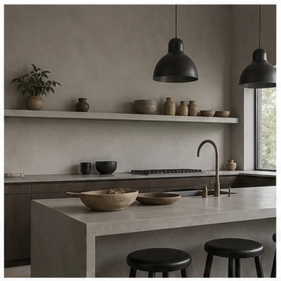 Beton ciré kleur grijs keuken