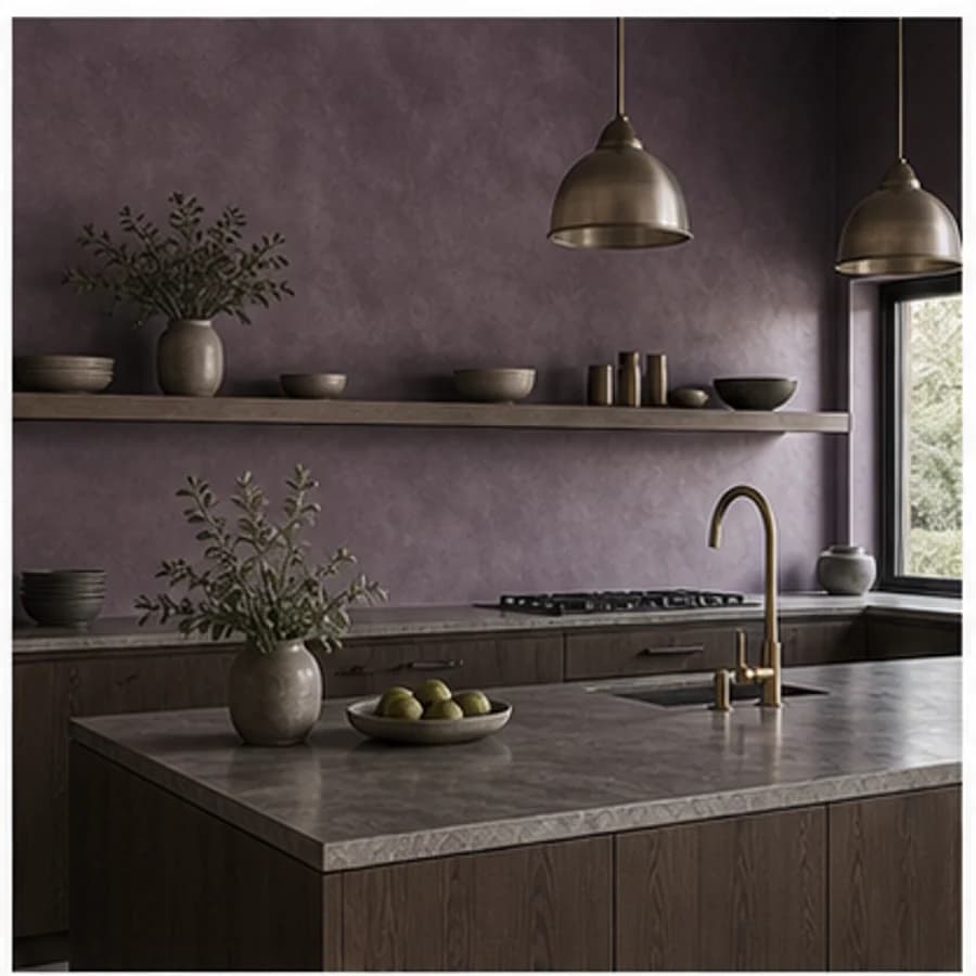 Beton ciré kleur paars keuken