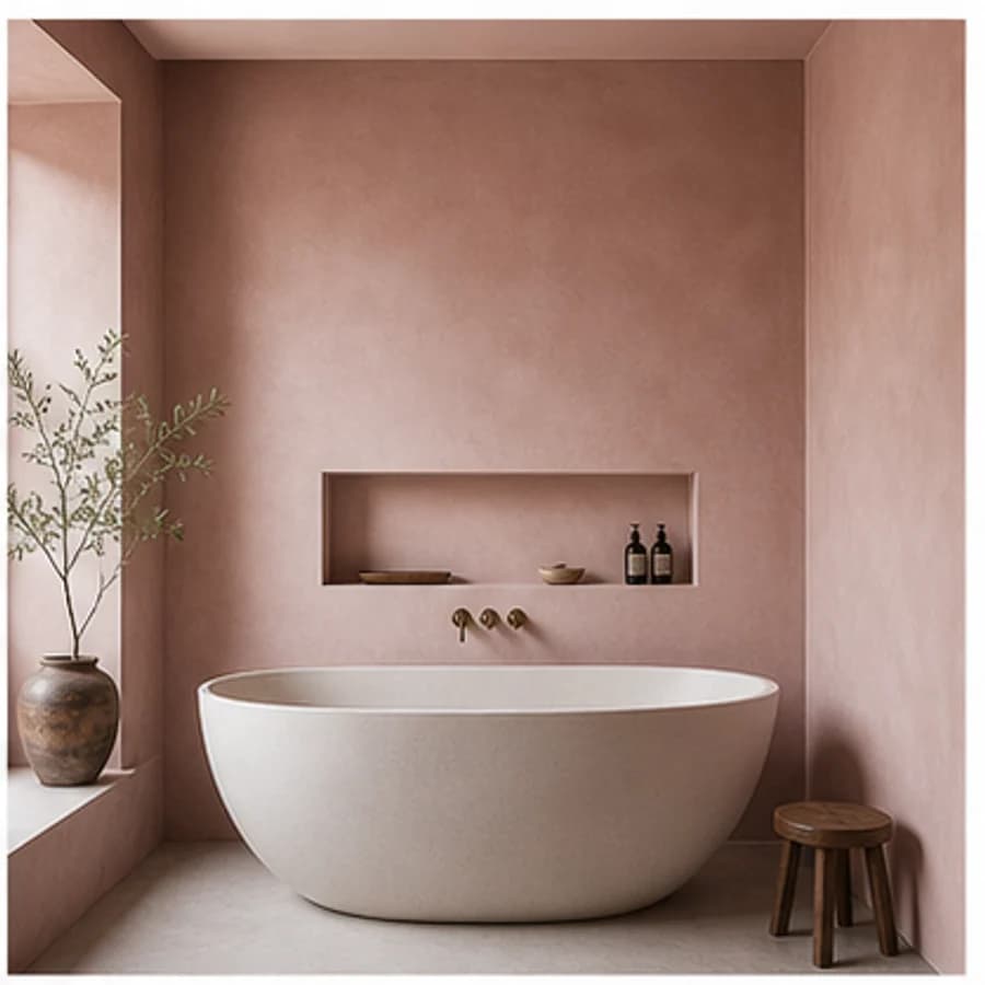 Beton ciré kleur roze badkamer