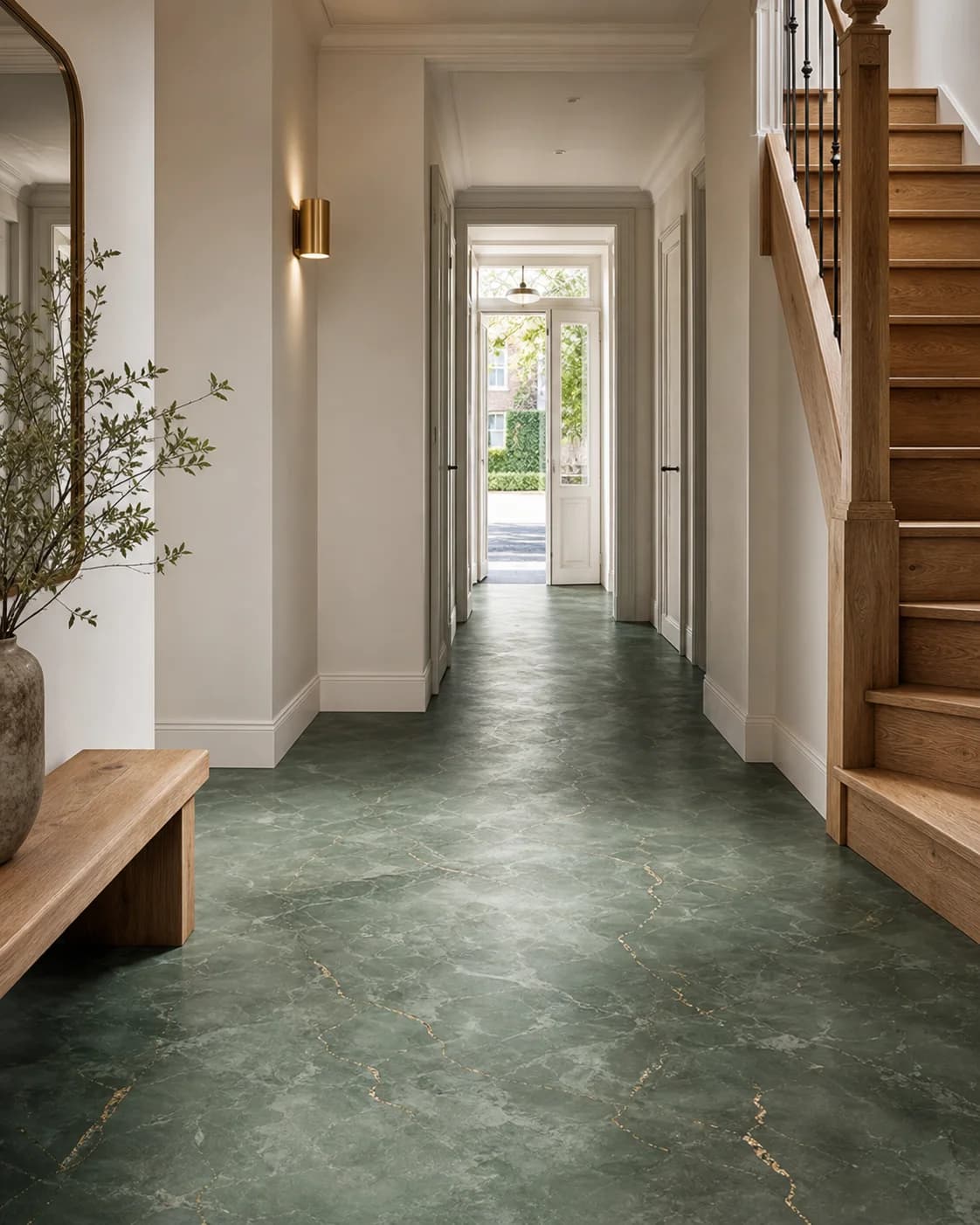 Vloeren luxe verde marmer goud hal vloer