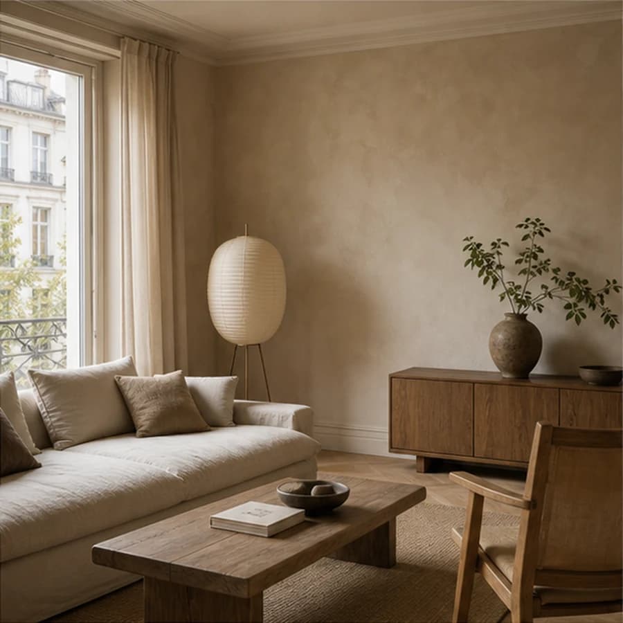 Kleur en textuur japandi city apartment living