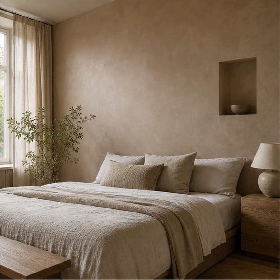 Kleur en textuur japandi clay bedroom family home