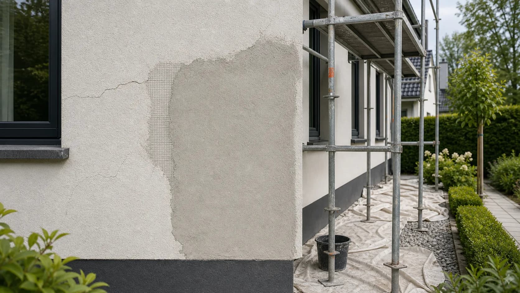 Renovatie dienst buitengevel stucen hele woning 4