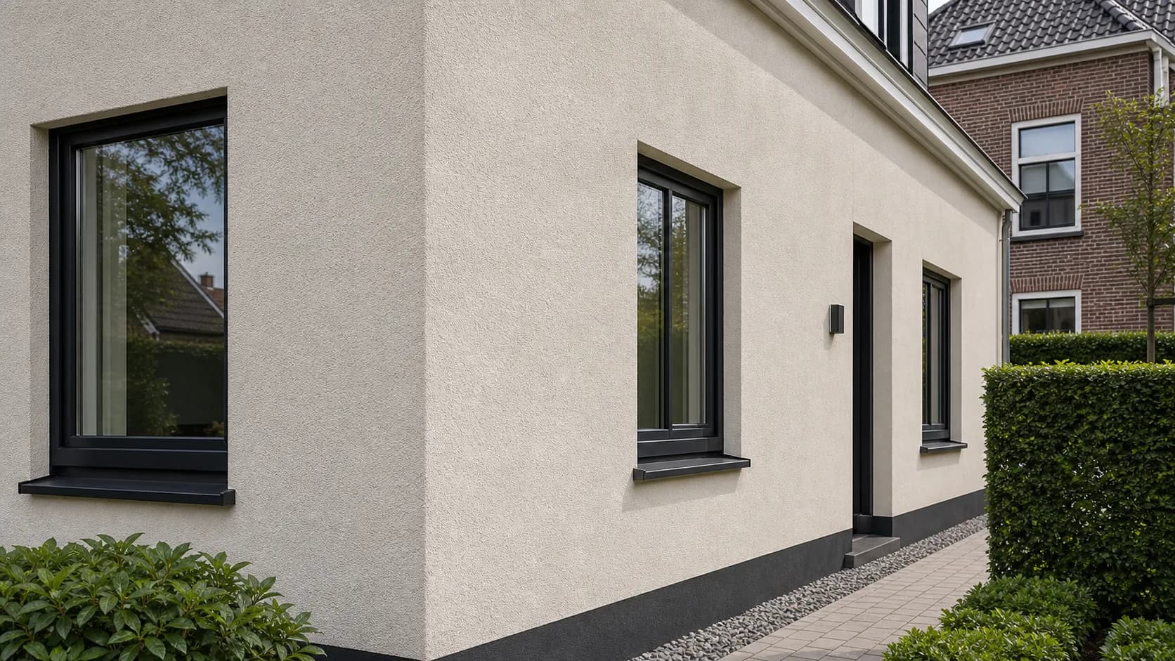 Renovatie dienst buitengevel stucen hele woning 3