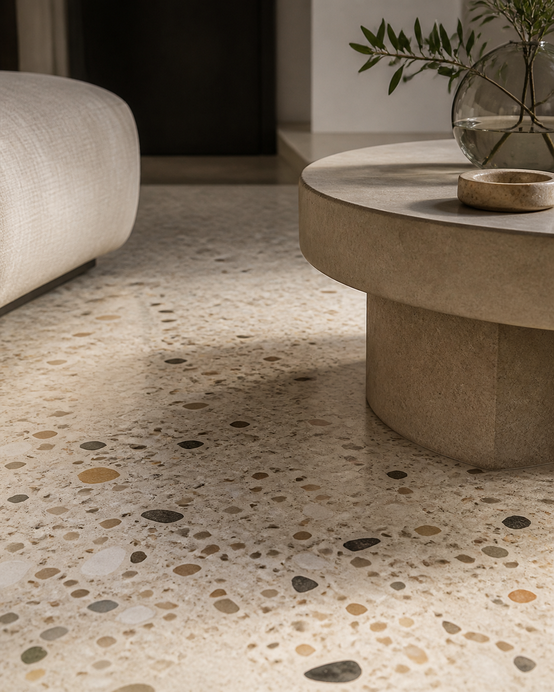 Liquid Terrazzo vloer voorbeeld van afwerking