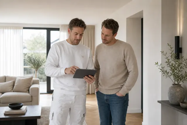 Offerte en opnamegegevens worden op tablet gecontroleerd
