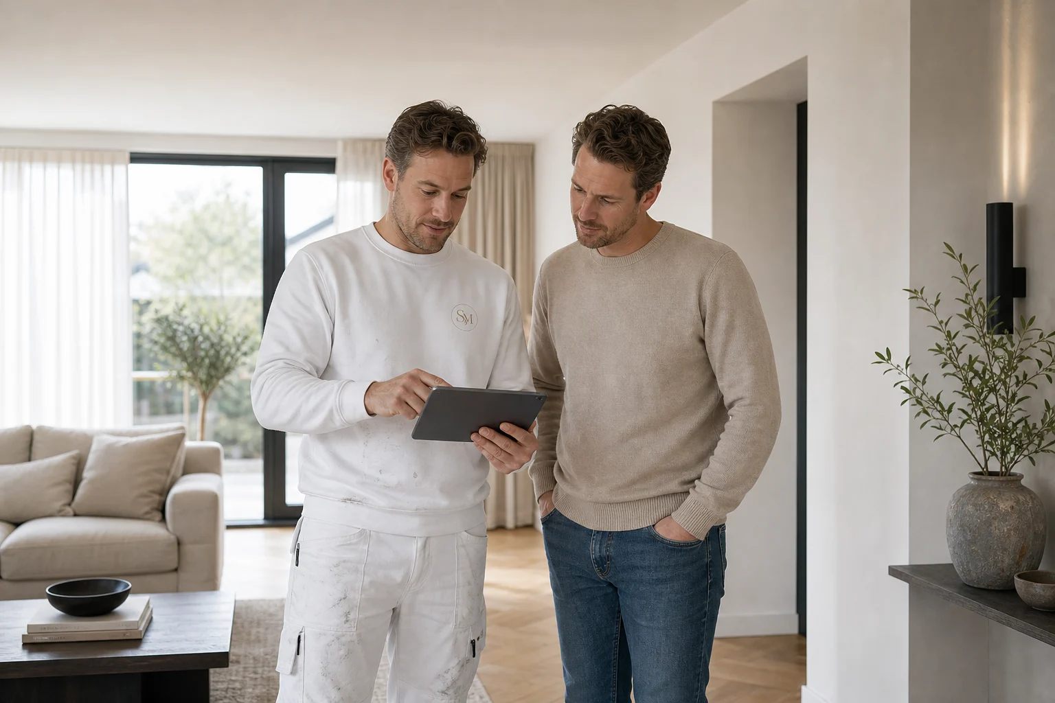 Offerte en opnamegegevens worden op tablet gecontroleerd